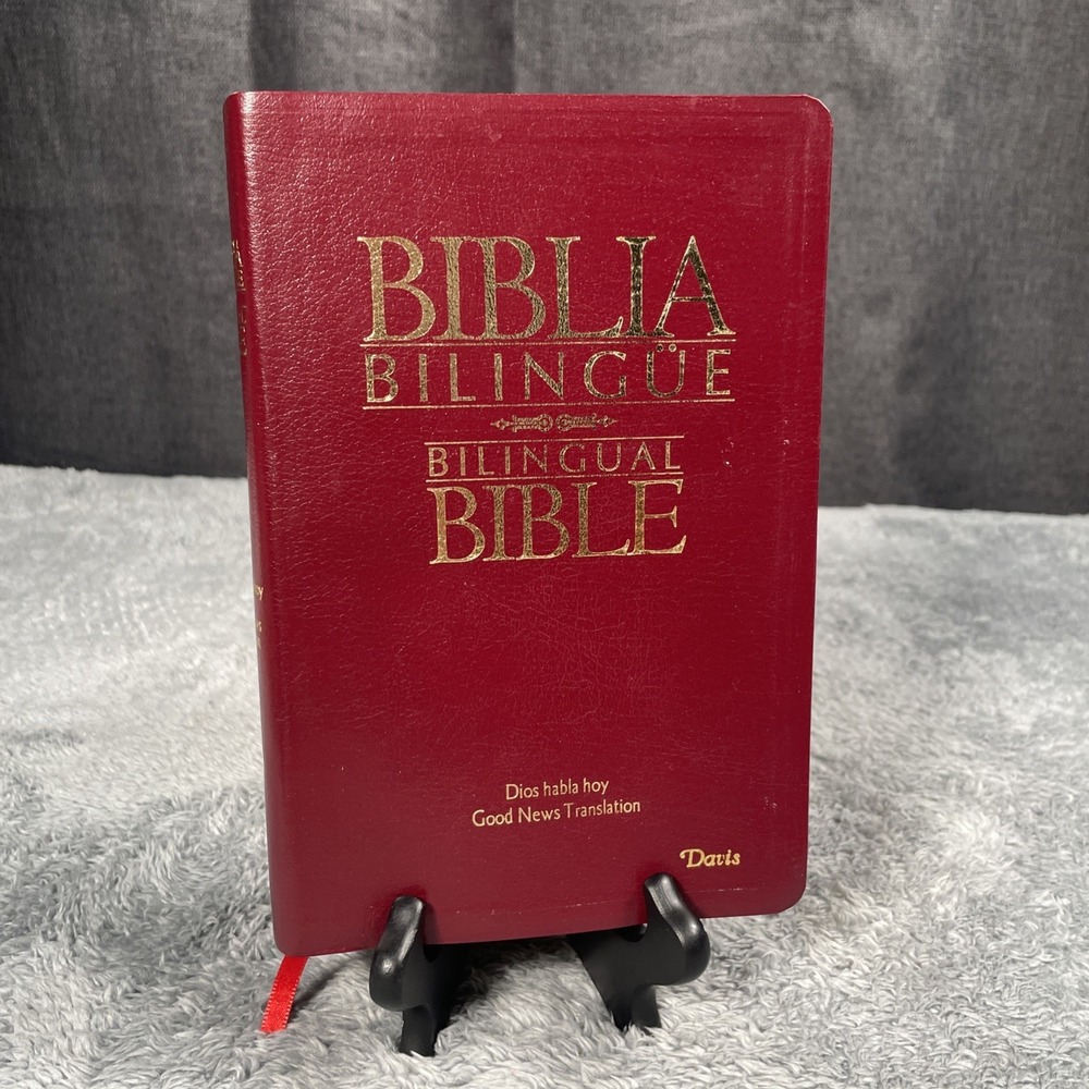 BIBLIA BILINGUE Red Leather Bilingual Bible Spanish English Good News Gospel God